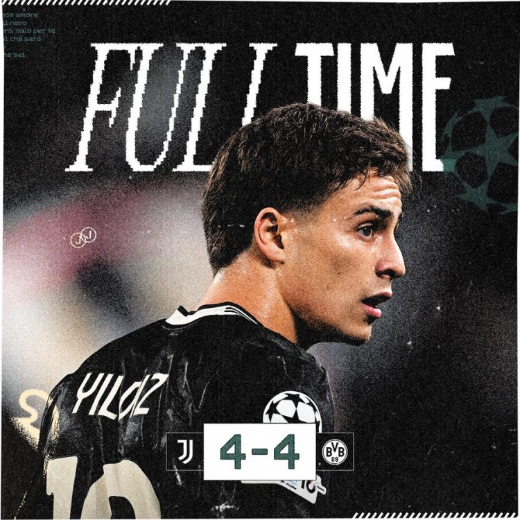 尤文vs多特下半場(chǎng)轟8球，是歐冠歷史第2次下半場(chǎng)進(jìn)球8+的比賽