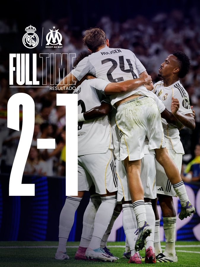 壓制！皇馬在歐冠歷史5戰馬賽保持全勝，共計打進(jìn)14球+丟5球