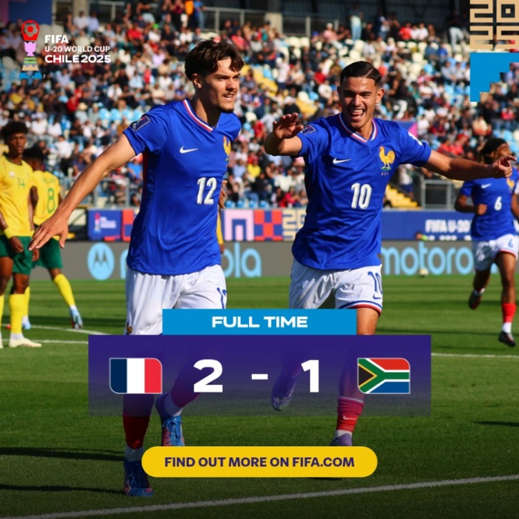 世青賽：法國U20以2-1勝南非U20取開(kāi)門(mén)紅，貝爾蒙特、米沙爾破門(mén)